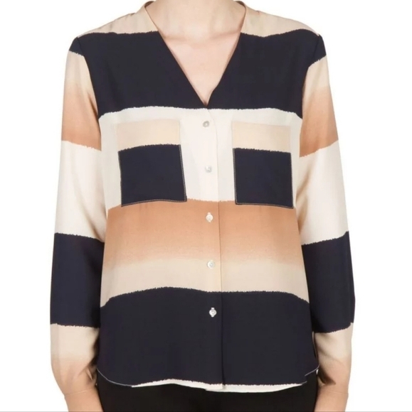 Joseph Ribkoff Navy/Beige/Off-White Blouse Style Button Shirt Size 6 - Picture 1 of 8